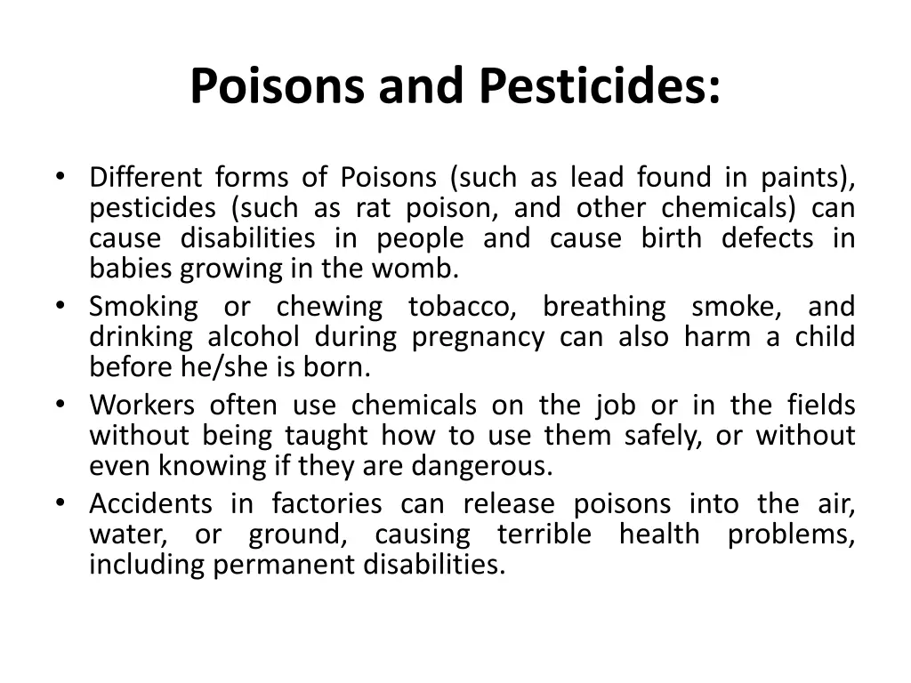 poisons and pesticides