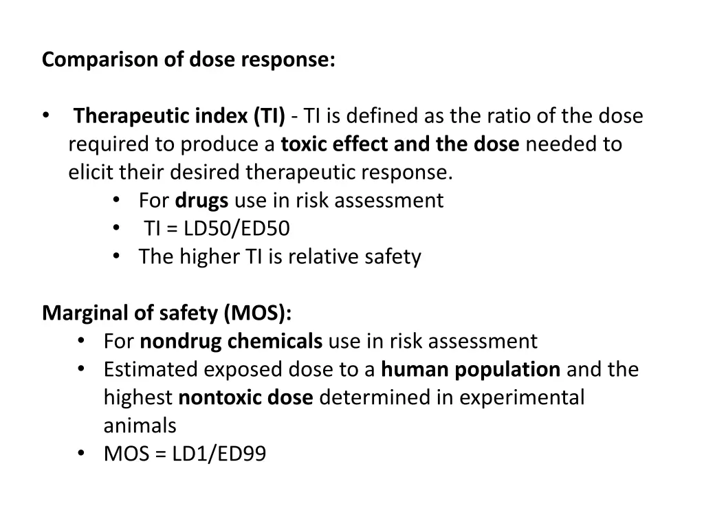 comparison of dose response