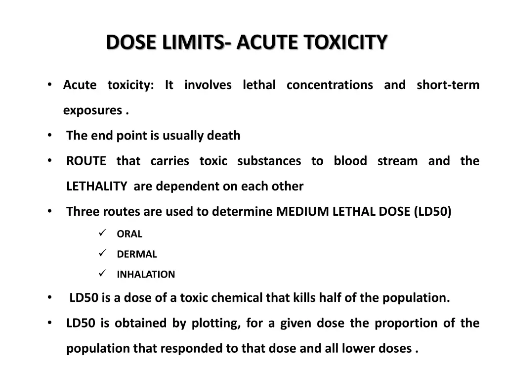 dose limits acute toxicity