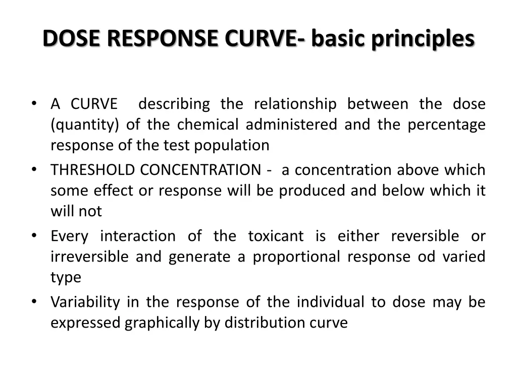 dose response curve basic principles