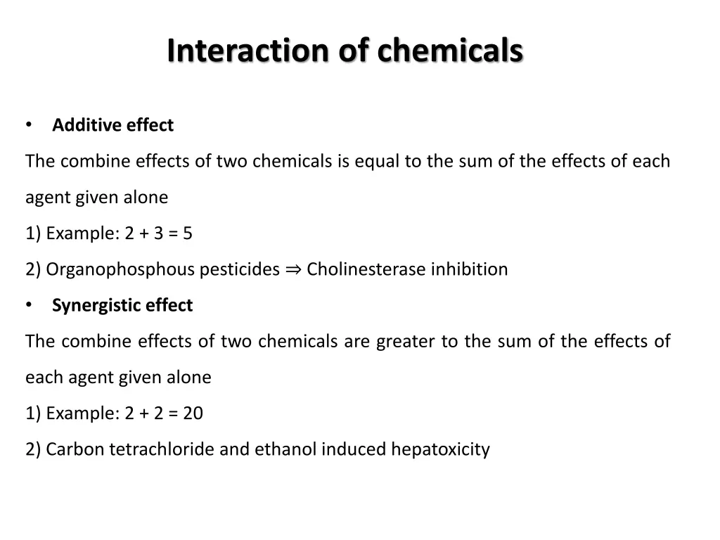 interaction of chemicals