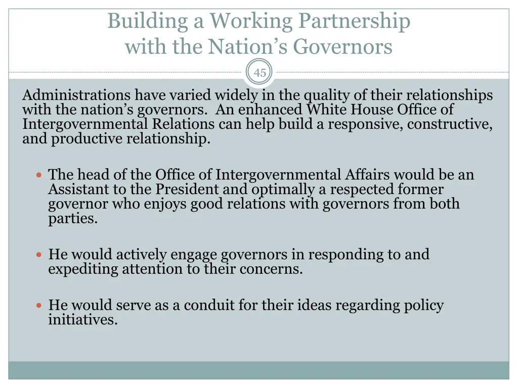 building a working partnership with the nation