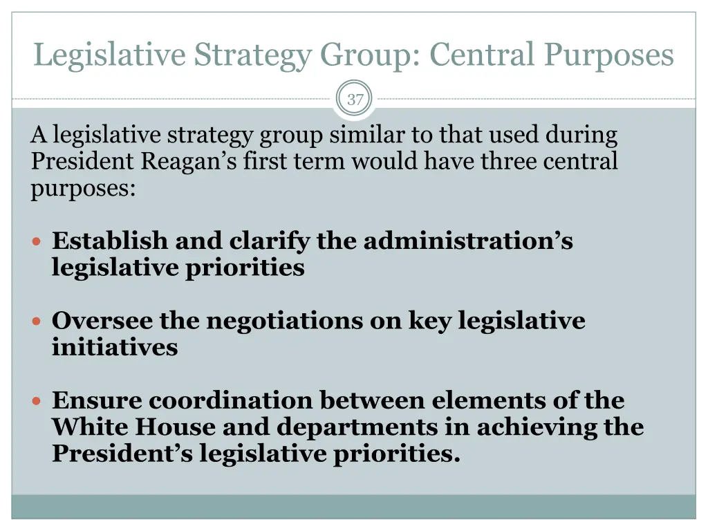 legislative strategy group central purposes