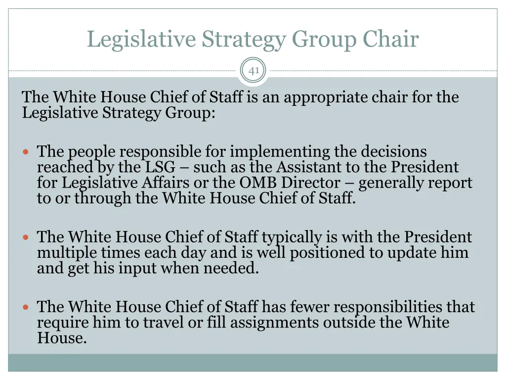 legislative strategy group chair