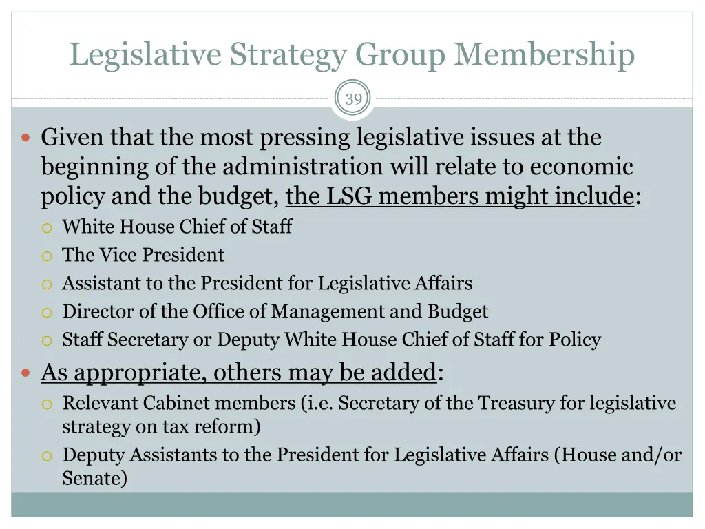 legislative strategy group membership