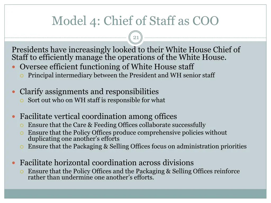 model 4 chief of staff as coo