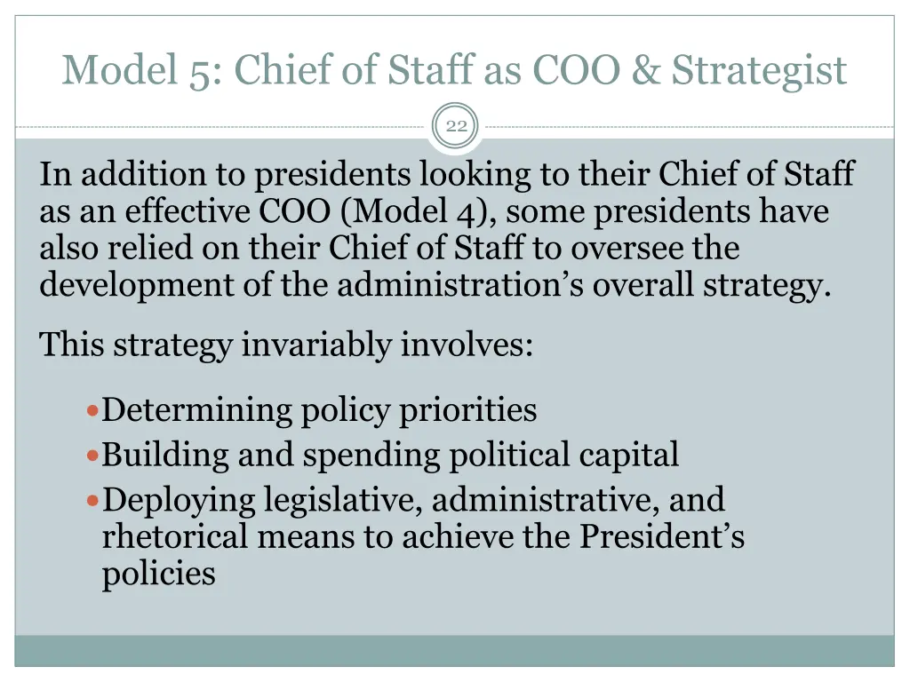 model 5 chief of staff as coo strategist