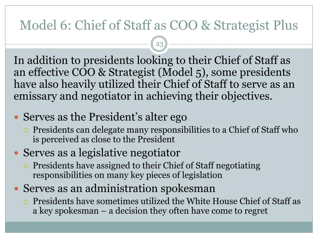 model 6 chief of staff as coo strategist plus