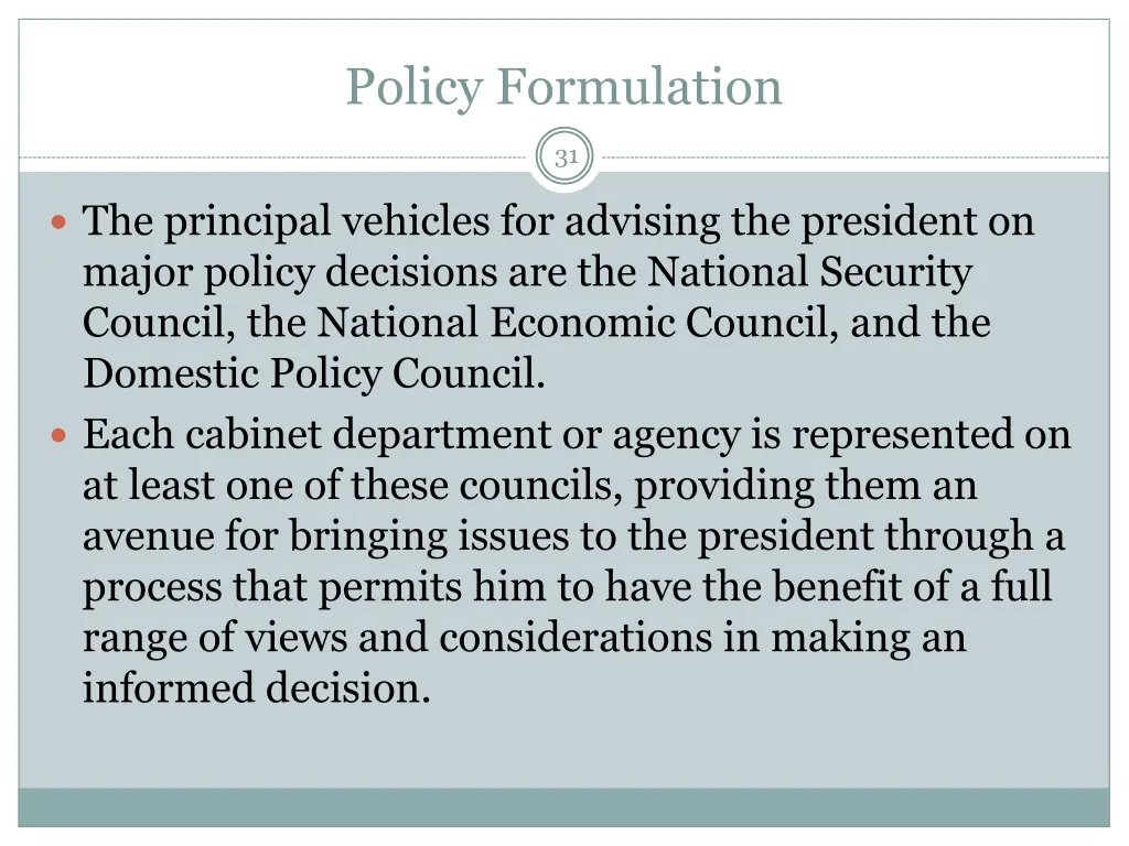 policy formulation