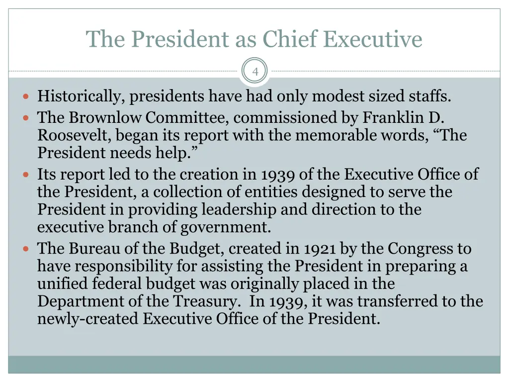 the president as chief executive