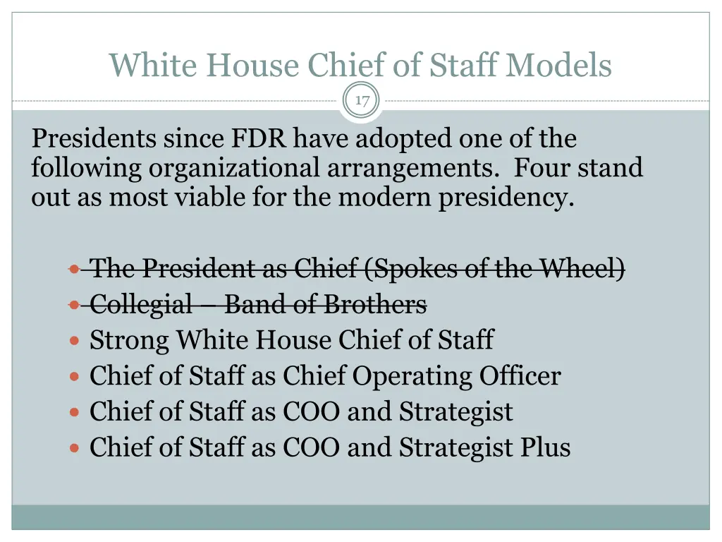 white house chief of staff models 17