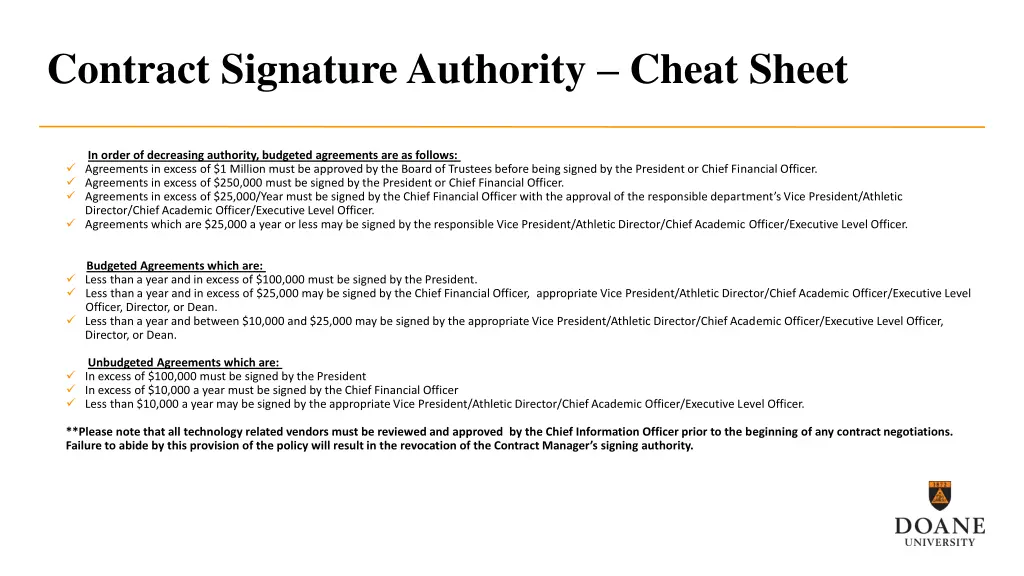 contract signature authority cheat sheet