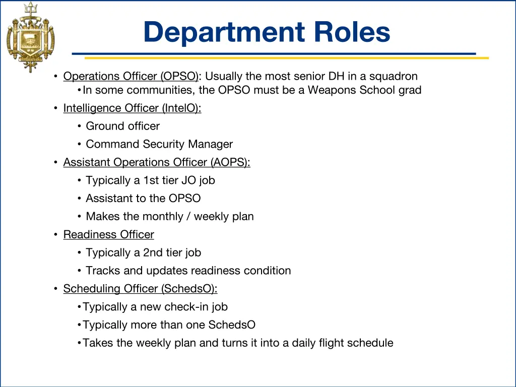 department roles