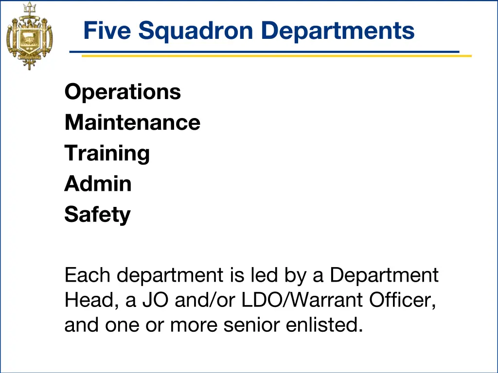 five squadron departments