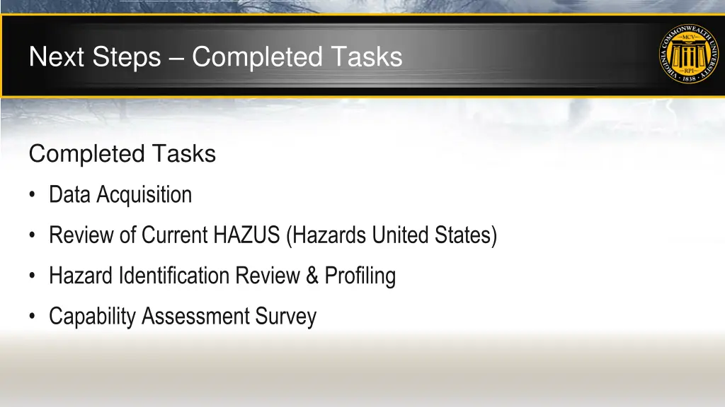 next steps completed tasks