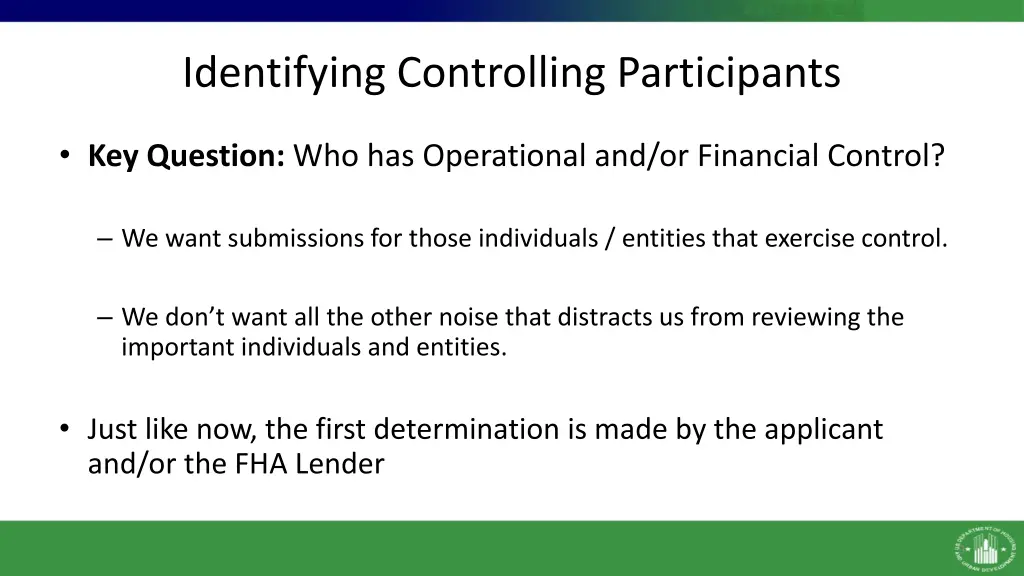 identifying controlling participants 1