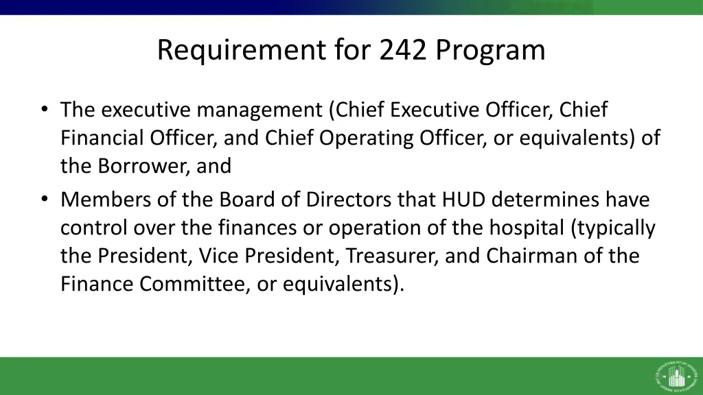 requirement for 242 program