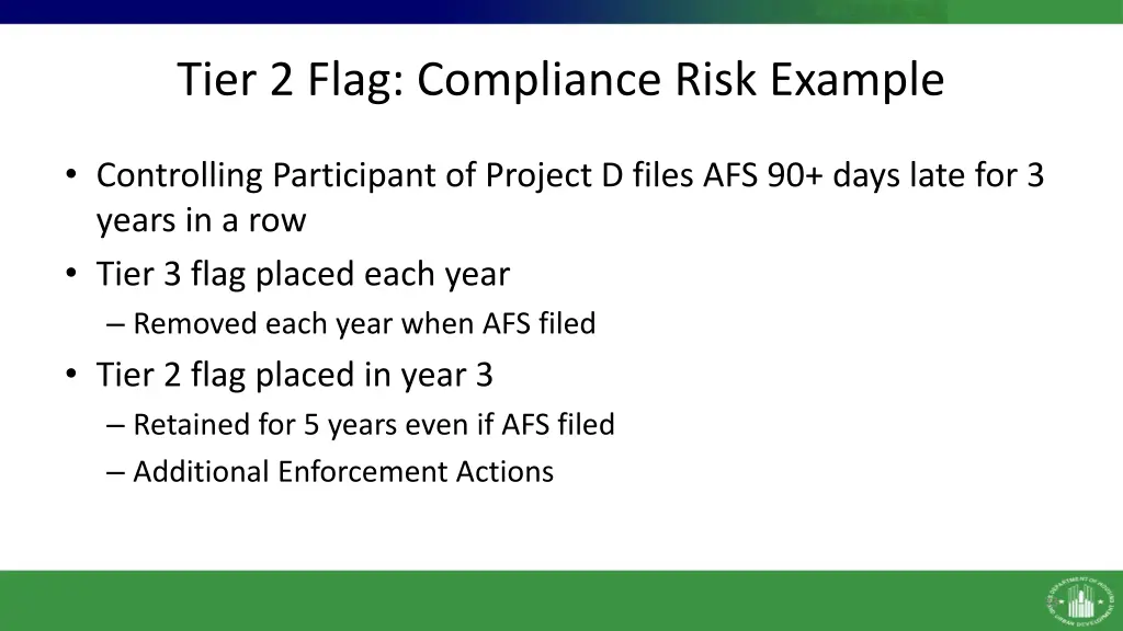 tier 2 flag compliance risk example