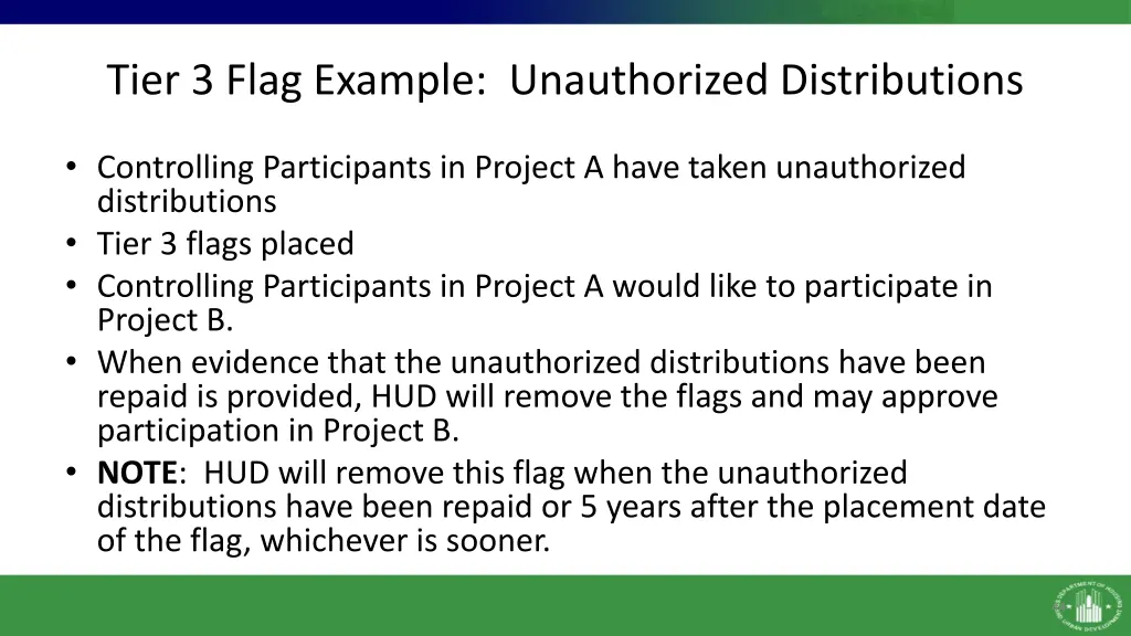 tier 3 flag example unauthorized distributions