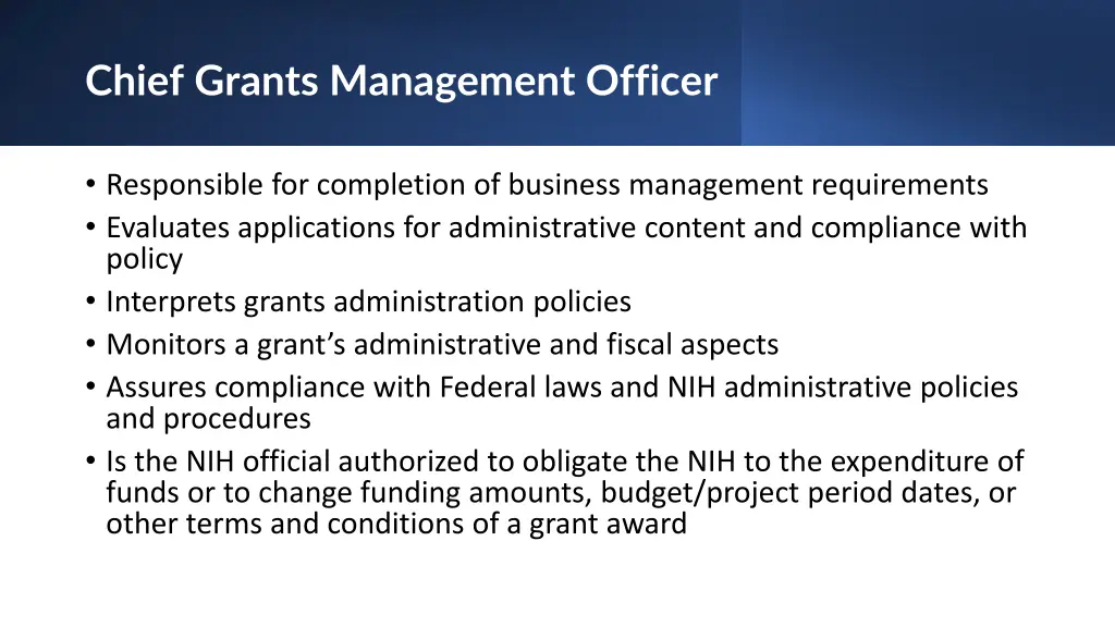 chief grants management officer