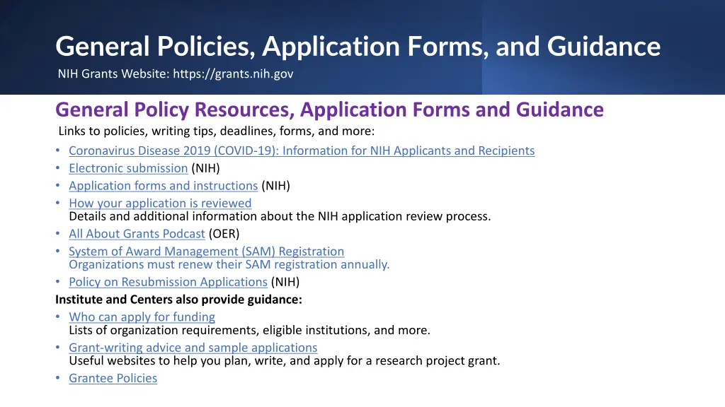 general policies application forms and guidance