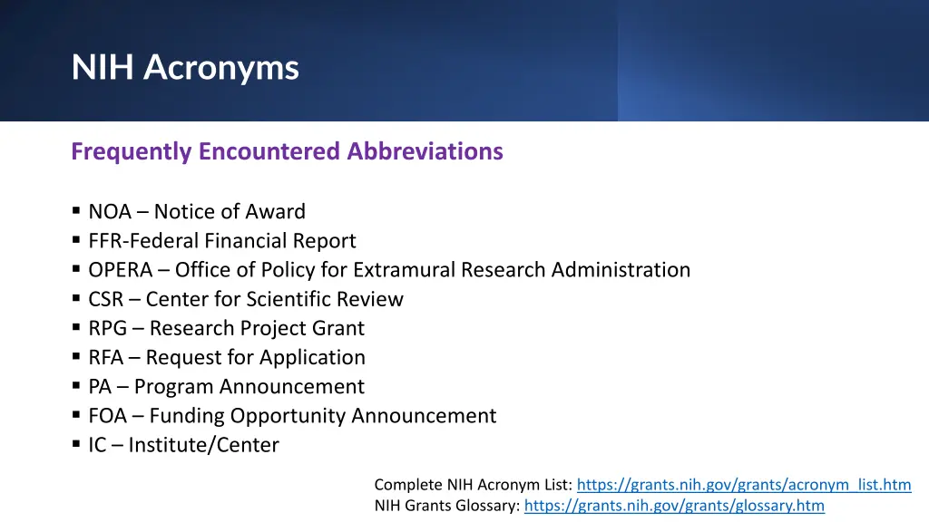 nih acronyms