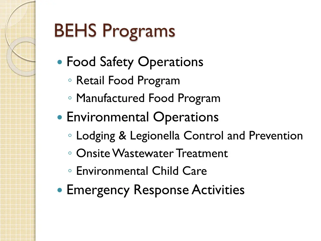 behs programs