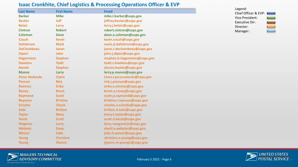 isaac cronkhite chief logistics processing