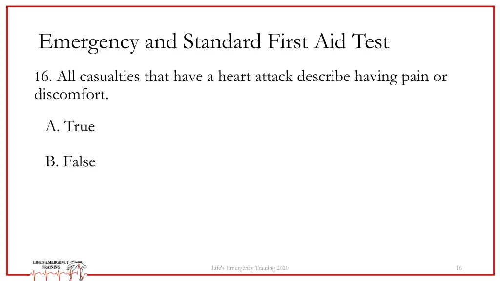 emergency and standard first aid test 15