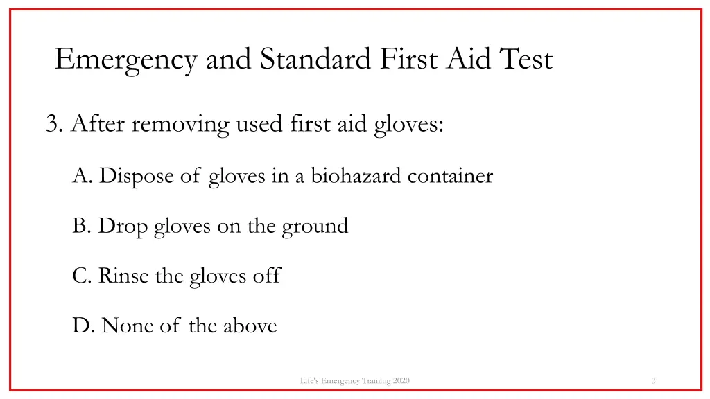 emergency and standard first aid test 2