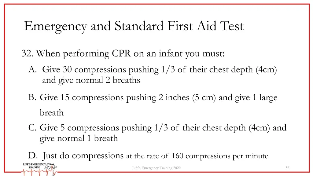 emergency and standard first aid test 30