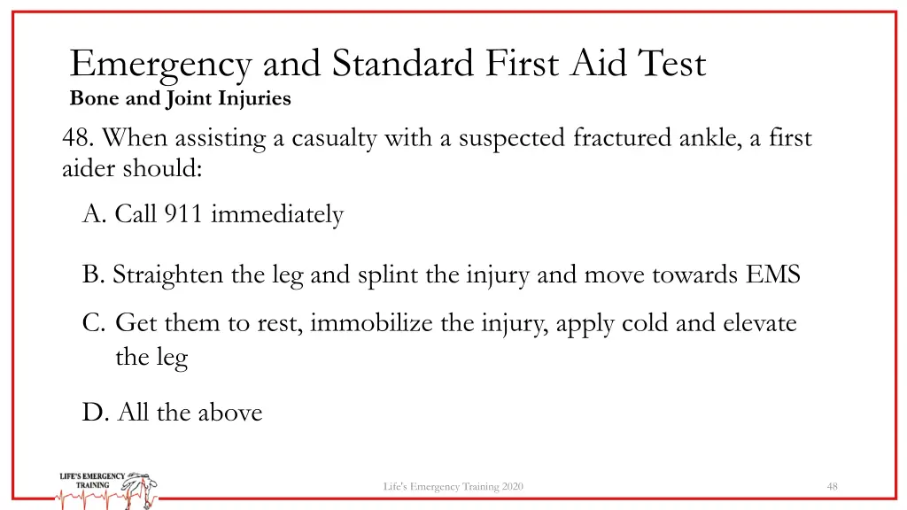 emergency and standard first aid test bone