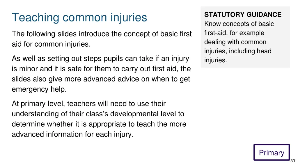 teaching common injuries