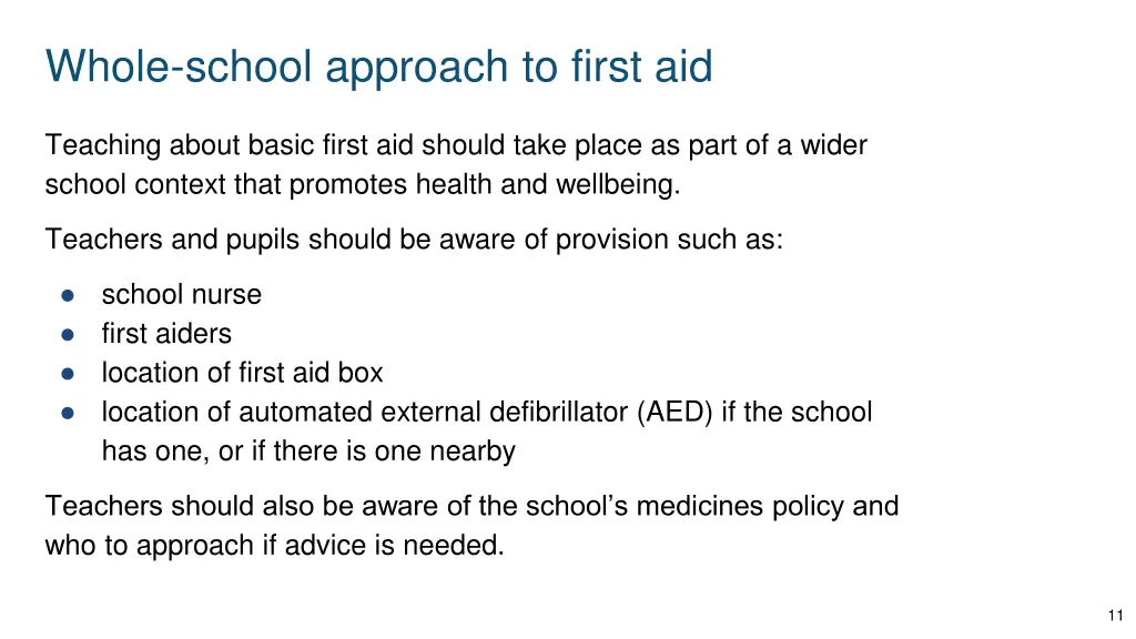 whole school approach to first aid