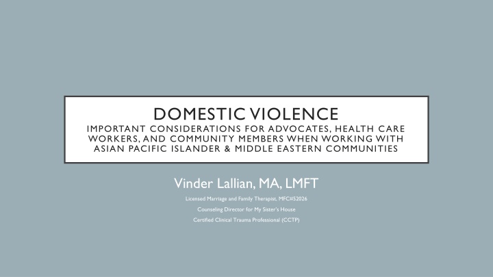 domestic violence important considerations