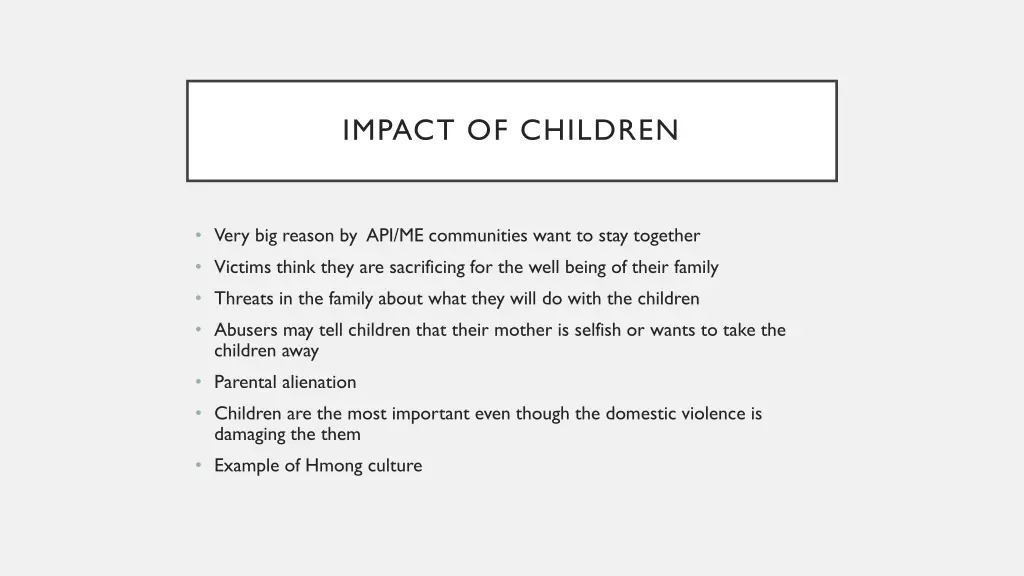 impact of children