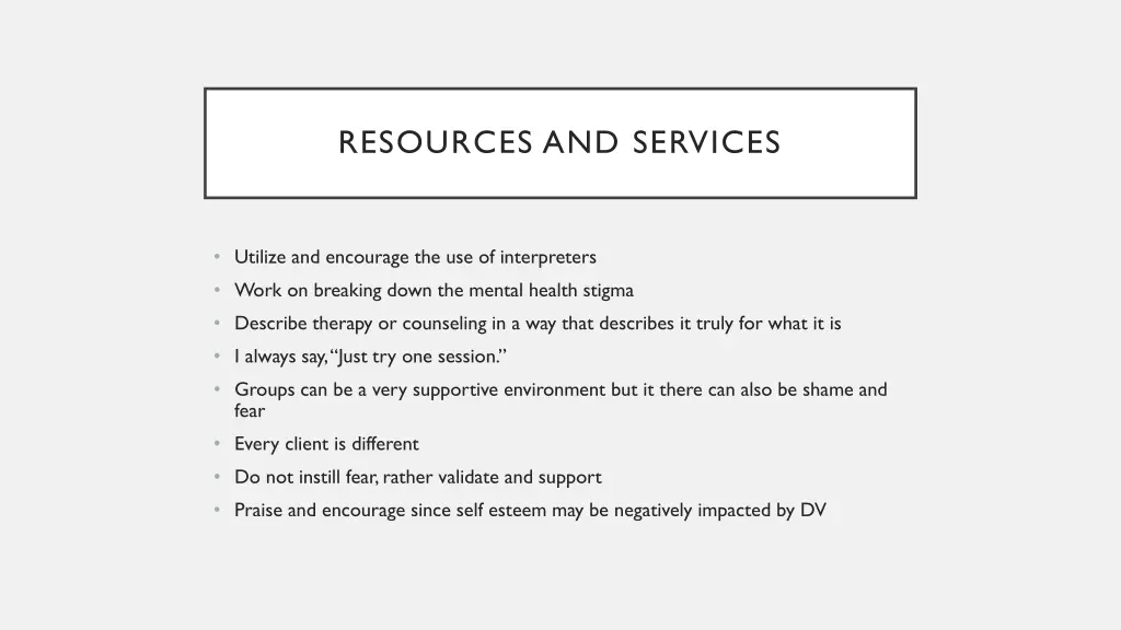 resources and services