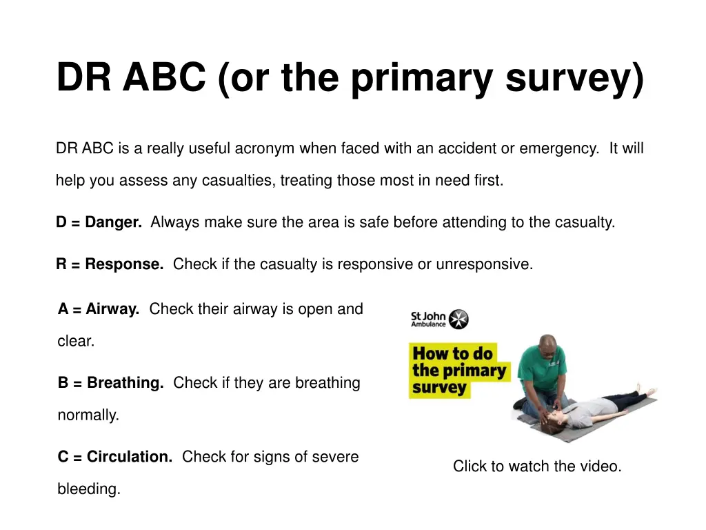 dr abc or the primary survey