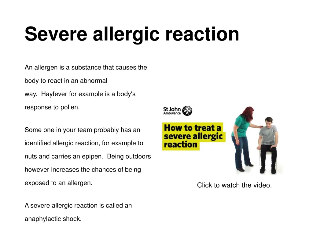 severe allergic reaction