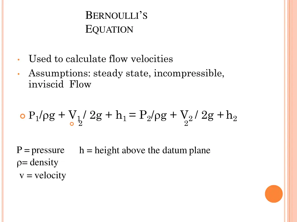 b ernoulli s e quation