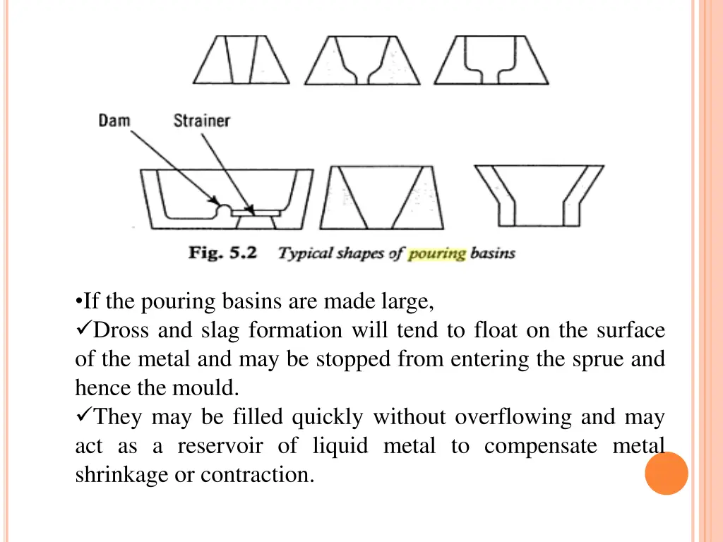 if the pouring basins are made large dross