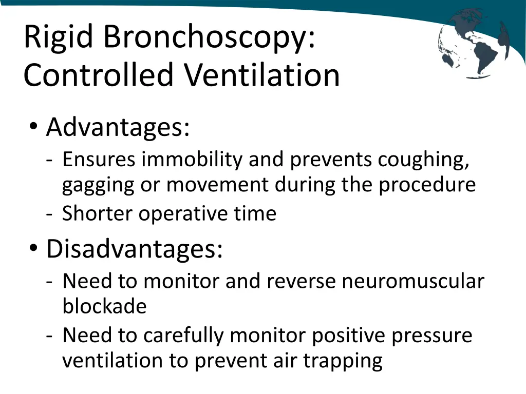 rigid bronchoscopy controlled ventilation