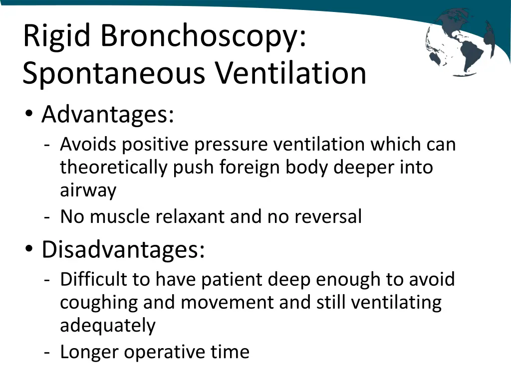 rigid bronchoscopy spontaneous ventilation