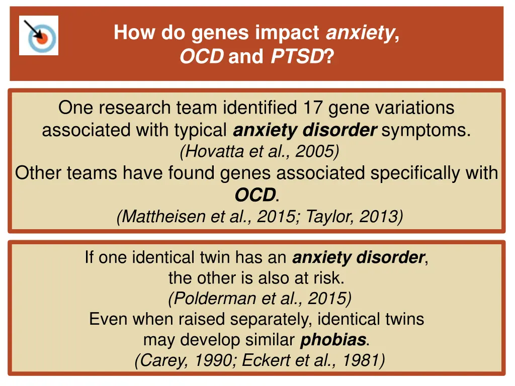 how do genes impact anxiety ocd and ptsd