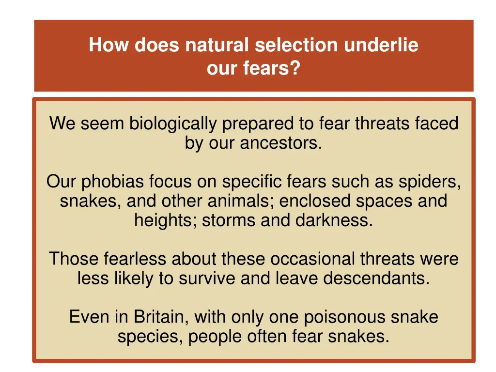 how does natural selection underlie our fears