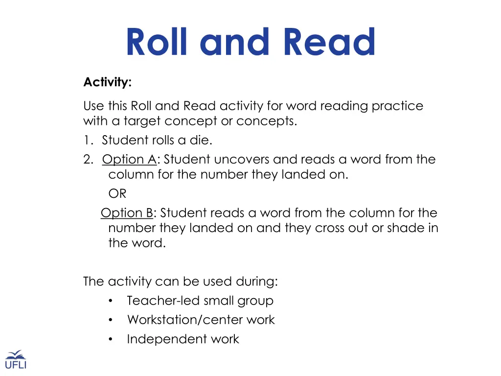 roll and read 1