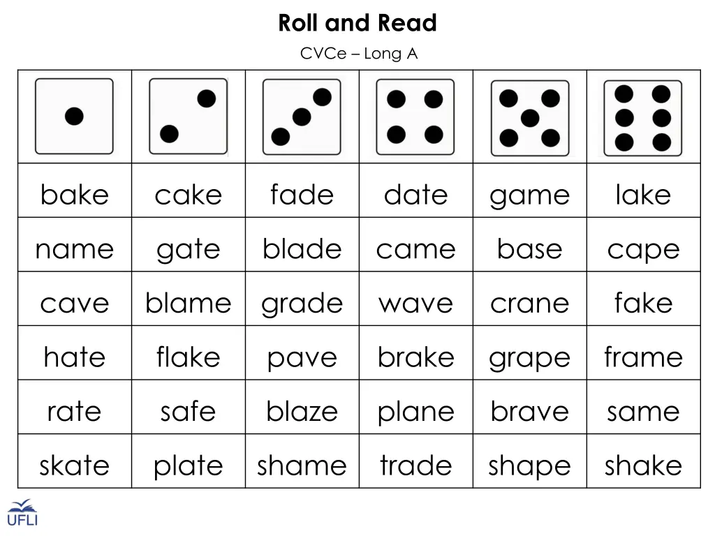 roll and read cvce long a