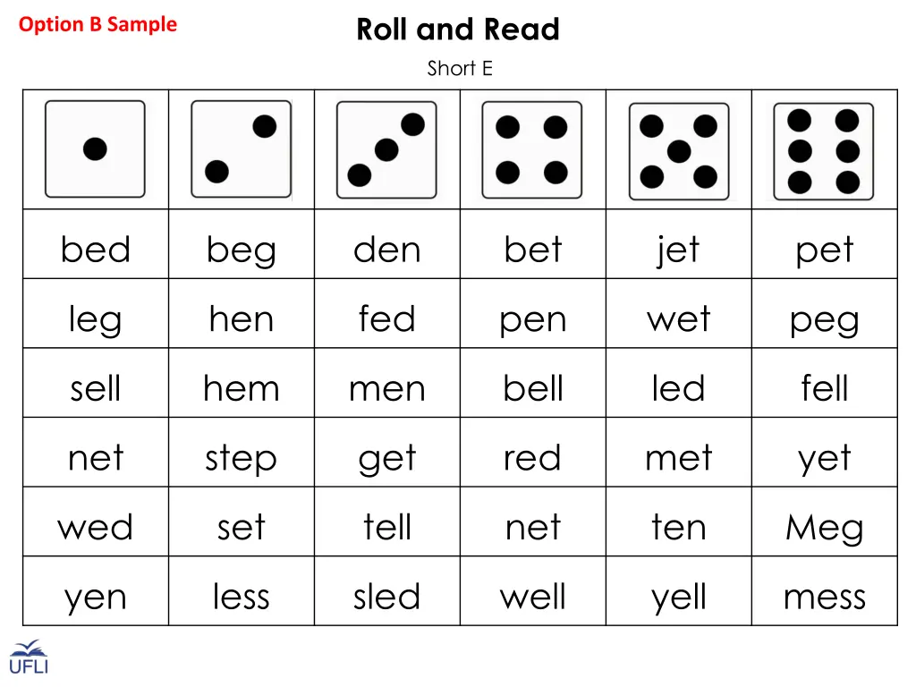 roll and read short e 1