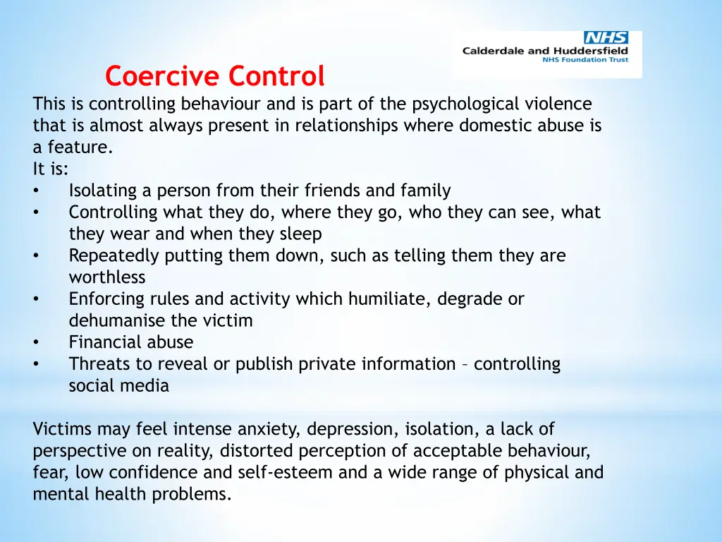 coercive control this is controlling behaviour