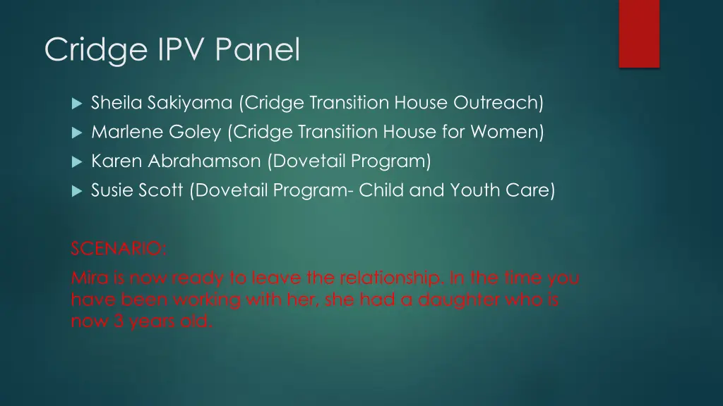 cridge ipv panel